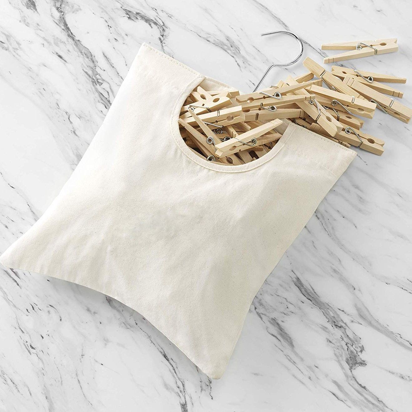 2pcs Canvas Clothespin Bag, Beige (32x27 cm/13.33x11.25 inch), Zipper Closure, Portable Clothes Pin Hanging Bag for Home Balcony Travel beige - Image 3