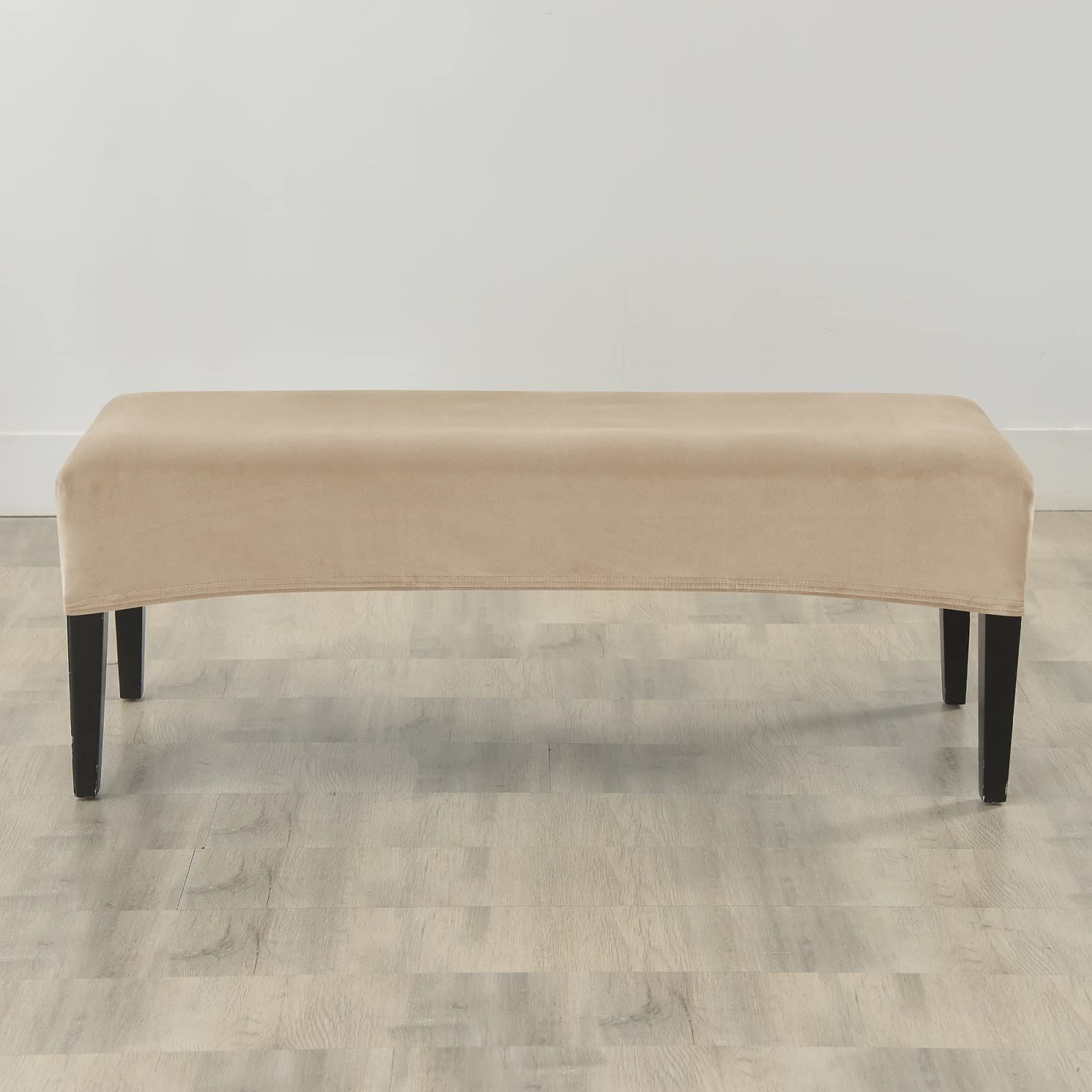 Dining Bench Cover Stretch Velvet Bench Slipcovers Removable Anti-Dust Bench Seat Cushion Covers Upholstered Dining Chair Cover Bench Protector (camel) - Image 2