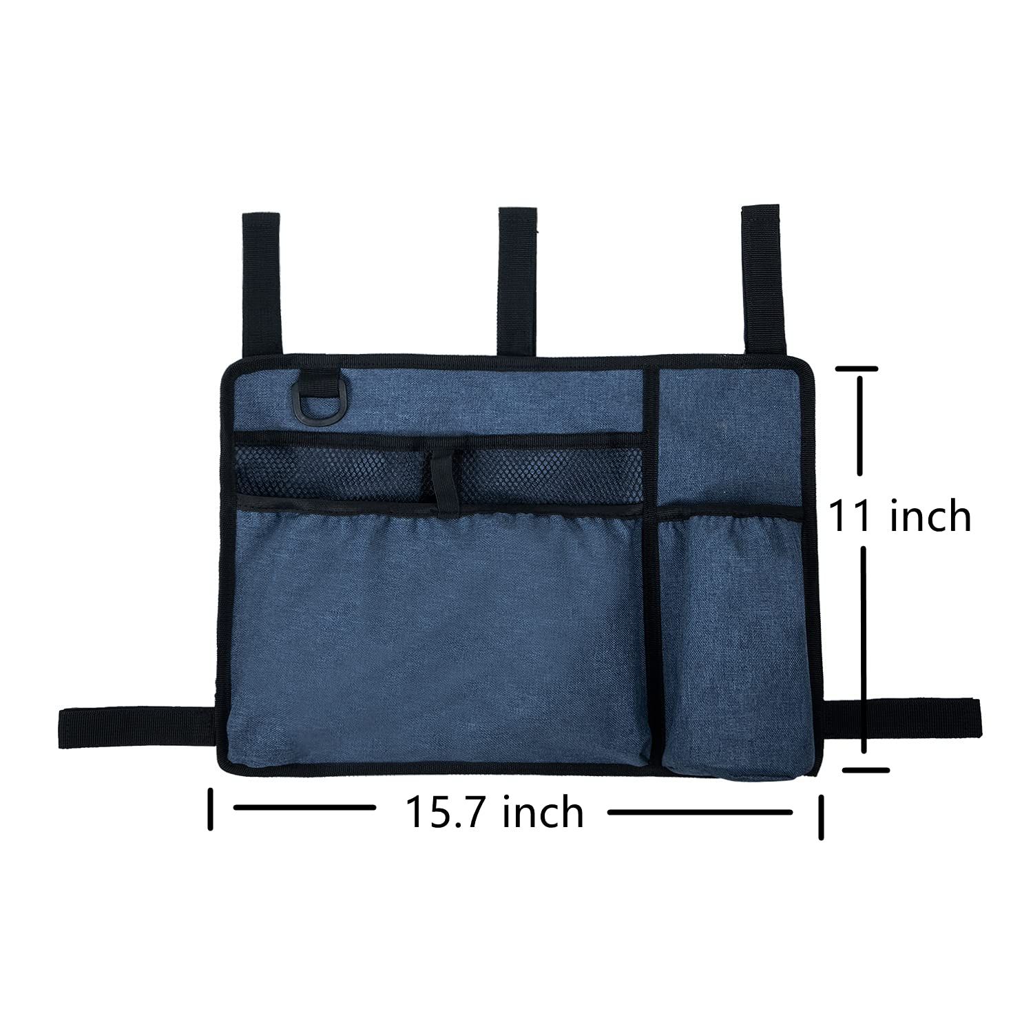 Bag Basket with Cup Holder Suit for Adult Folding Walkers Rollator Organizer Carry Storage Pouch Water-Resistant Armrest Accessories for Seniors, Elderly, Handicap, Blue - Image 5