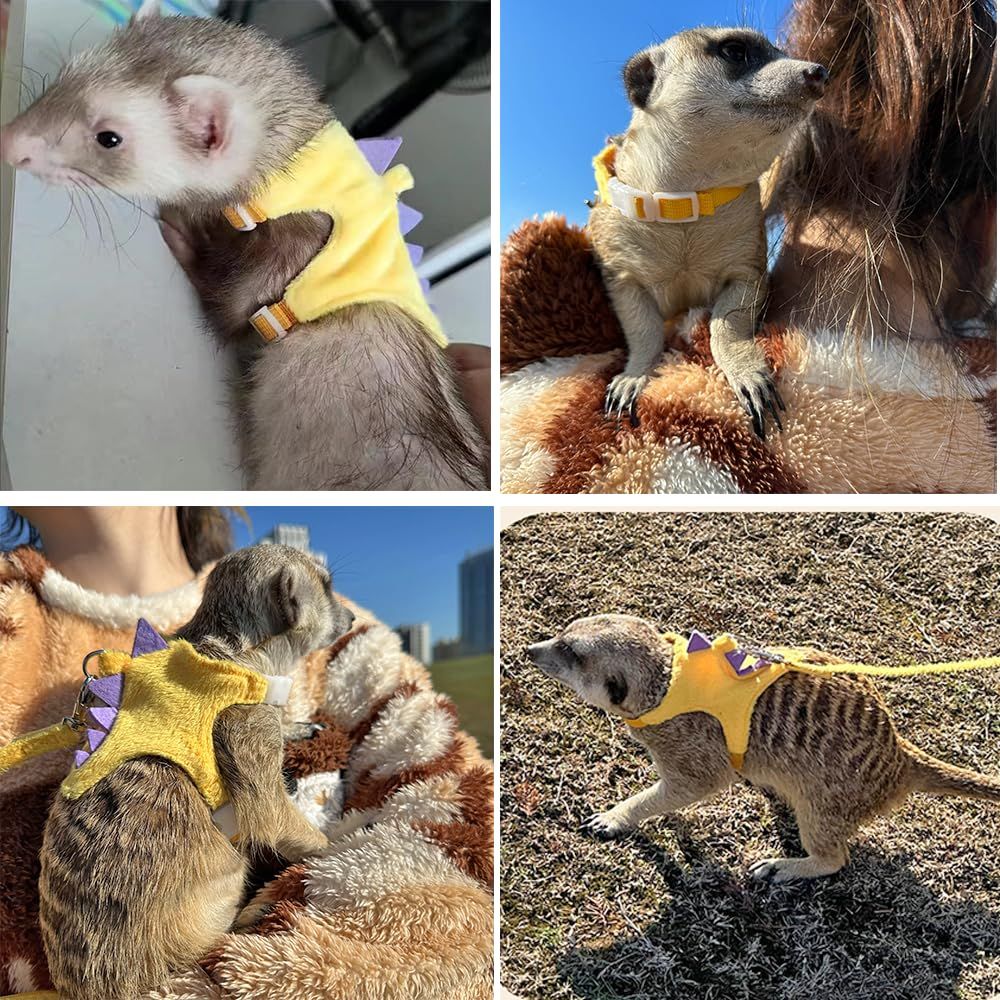 Ferret Harness and Leash Set Small Animals Vest Harness Baby Rabbit Guinea Pig Teacup Chihuahua Mouse and Other Small pet.(Yellow ) - Image 4