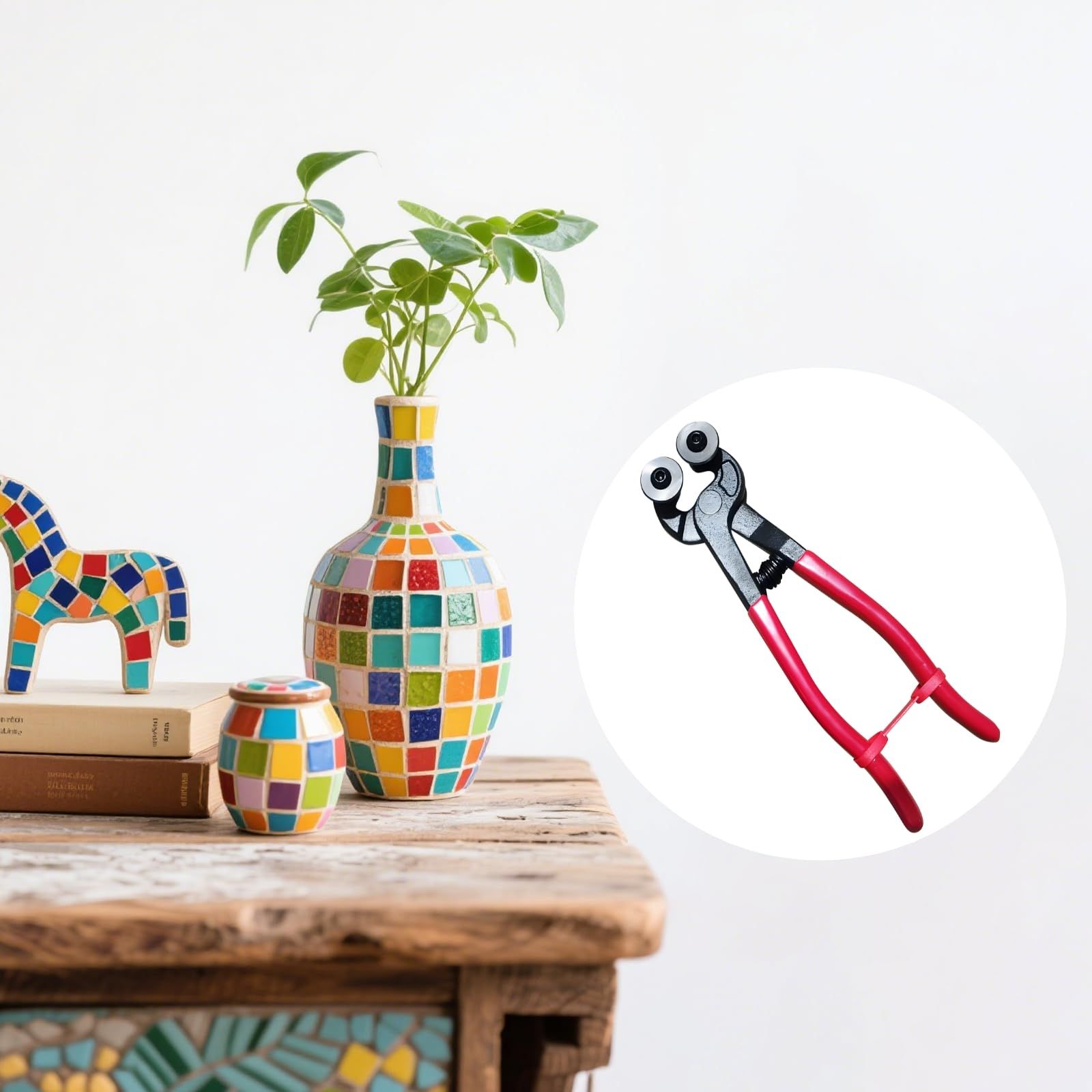 Glass Tile Nippers - Heavy Duty Wheeled Glass Mosaic Nipper & Ceramic Tile Nipper, Tile Cutter Pliers Soft-grip Handle - Shapping Plier, Nipper Cutting Tools (8 Inch ） - Image 2