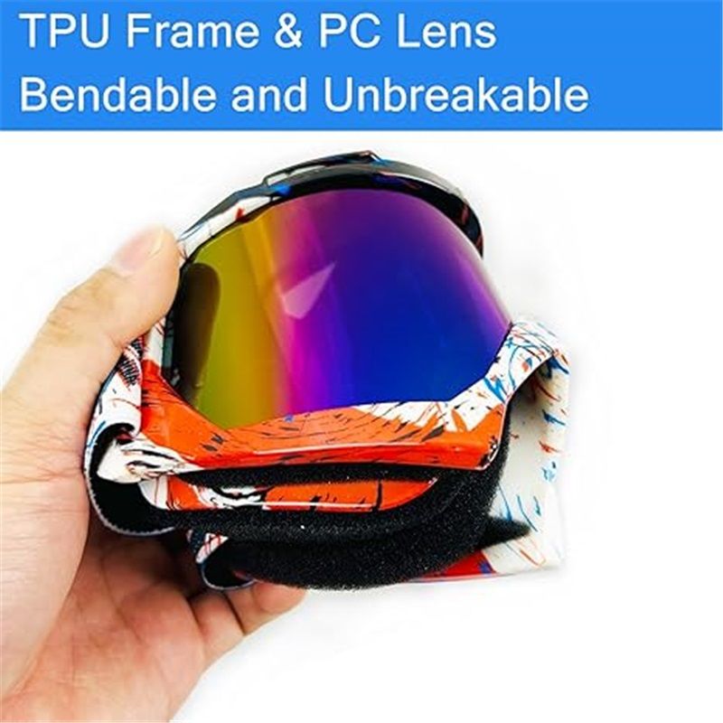 Motocross Goggles ATV Dirt Bike Motorcycle Goggles Bike Riding Goggles UTV MX OTG Offroad Goggles Anti Fog UV Dustproof Racing Skiing Goggles for Adult Youth Kids（Color Lens） - Image 3