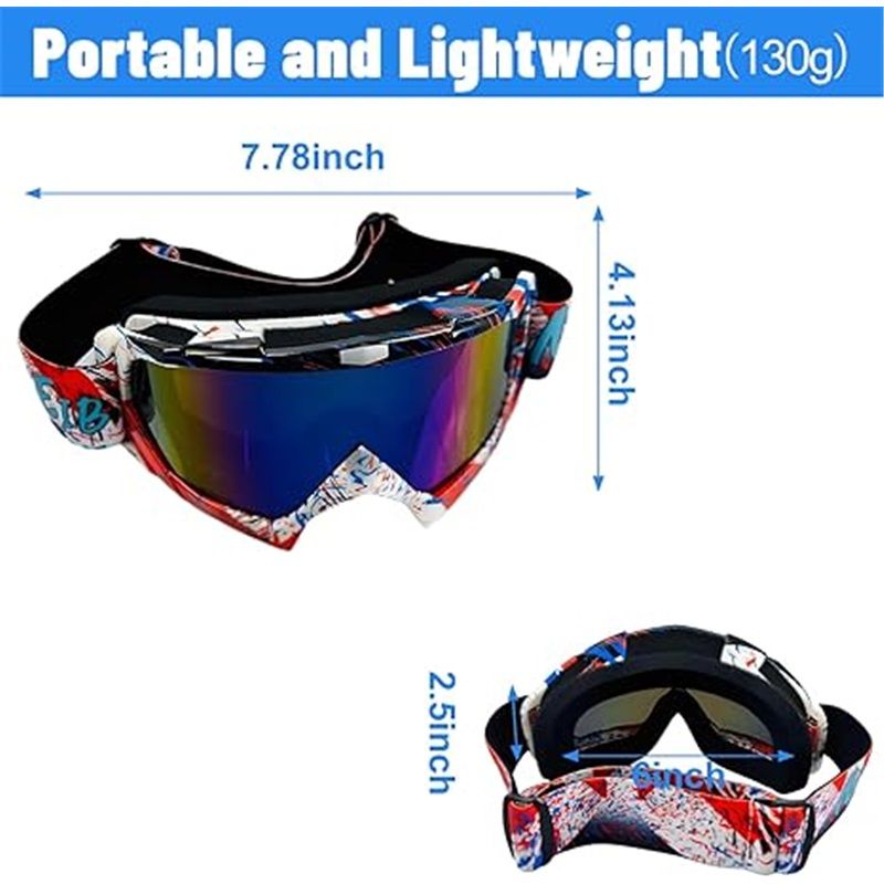 Motocross Goggles ATV Dirt Bike Motorcycle Goggles Bike Riding Goggles UTV MX OTG Offroad Goggles Anti Fog UV Dustproof Racing Skiing Goggles for Adult Youth Kids（Color Lens） - Image 4
