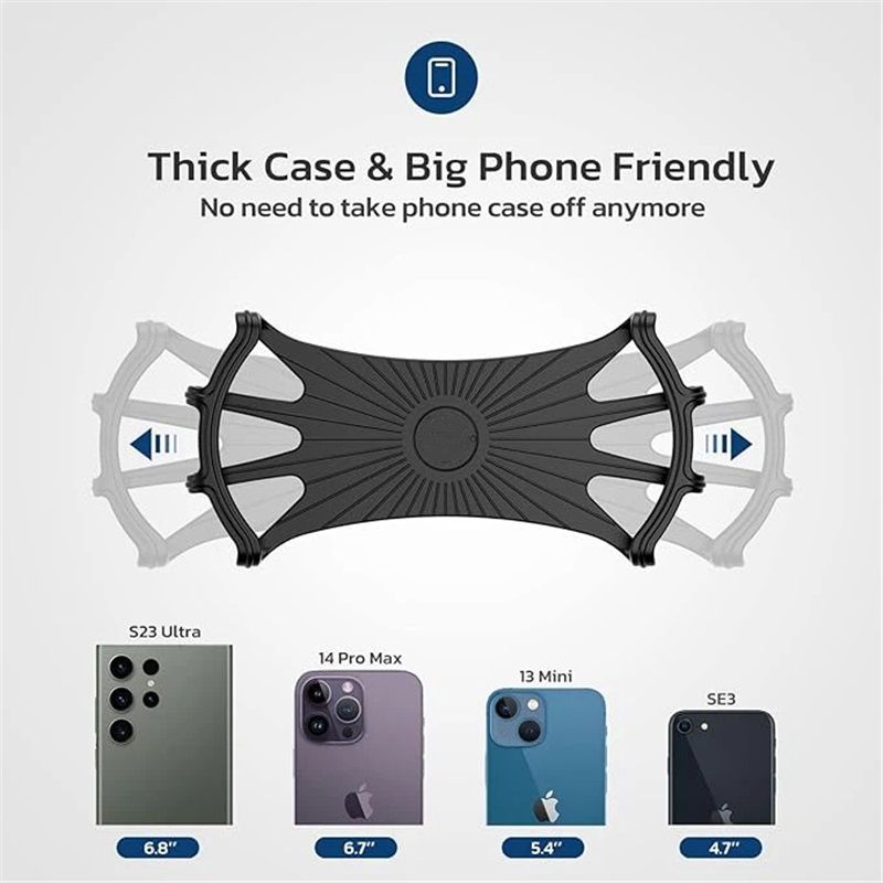 Bike Phone Mount, Universal Bike Cell Phone Holder, 360° Rotatable, Silicone Bicycle Phone Mount Compatible with iPhone 15/14/13/Pro Max/Pro/mini/12/11/Xs/Max/Xr/X/7/8/Plus, 4.0''~6.7'' Cellphones - Image 4