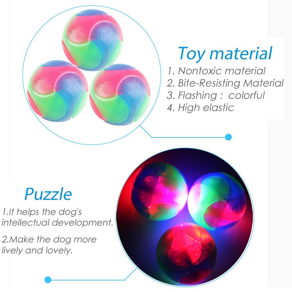 4 pcs Light Up Dog Balls Flashing Elastic Ball Glow in The Dark Interactive Pet Toys for, Cats, Dogs,Diameter 7cm - Image 4
