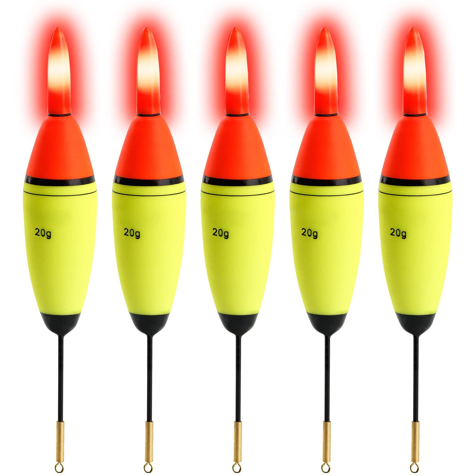 5Pcs  Light Bobbers  Floats Fishing Bobbers Saltwater Freshwater Night Fishing Fishing Floats Lighted Bobbers for Trout，Battery not included 18*2.6cm - Image 1