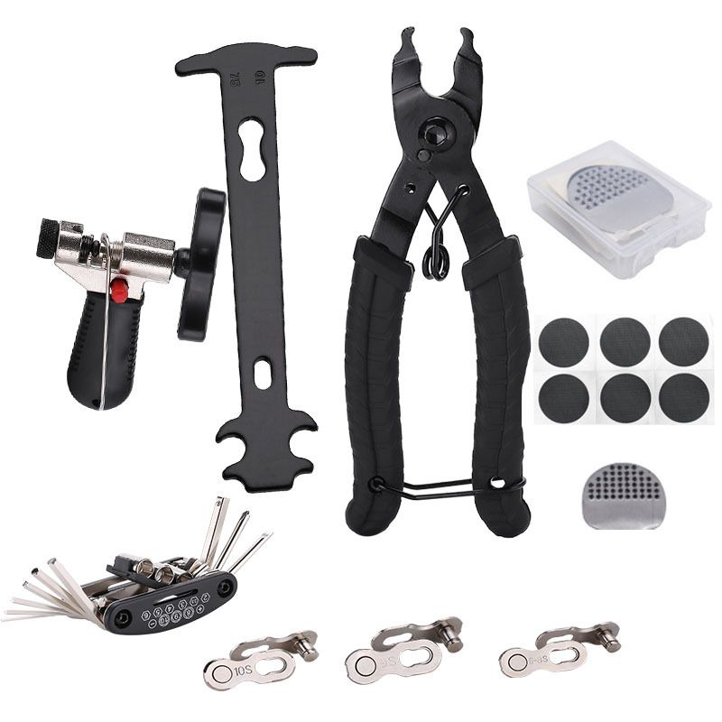 12 in 1 Bike Chain Repair Tool Kit Set, Cycling Bicycle Chain Breaker Splitter Cutter & Wear Indicator Checker & Master Link Pliers Remover & Reusable Missing Connector - Image 1