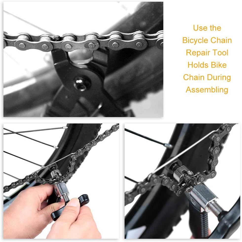 12 in 1 Bike Chain Repair Tool Kit Set, Cycling Bicycle Chain Breaker Splitter Cutter & Wear Indicator Checker & Master Link Pliers Remover & Reusable Missing Connector - Image 2