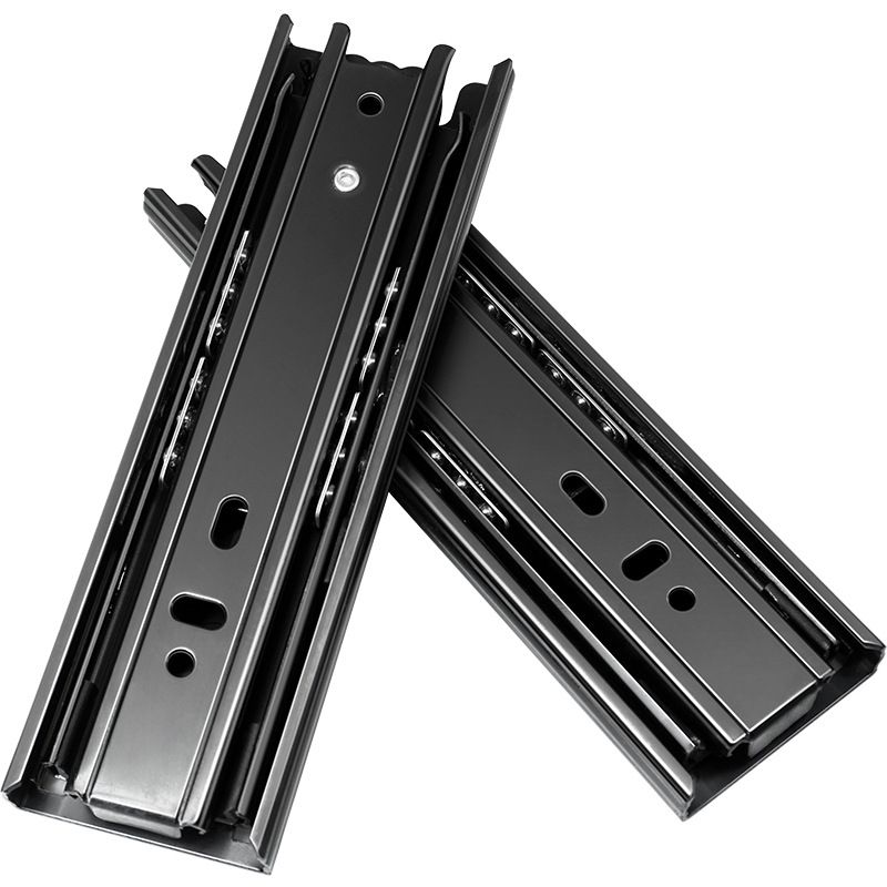 2 Pairs 8+6 Inch Full Extension Less Noise Drawer Slides all Bearing Side Mounted Drawer Slider Heavy Duty Drawer Slides, Black - Image 1