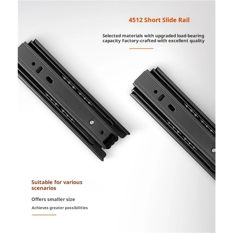 2 Pairs 8+6 Inch Full Extension Less Noise Drawer Slides all Bearing Side Mounted Drawer Slider Heavy Duty Drawer Slides, Black - Image 2
