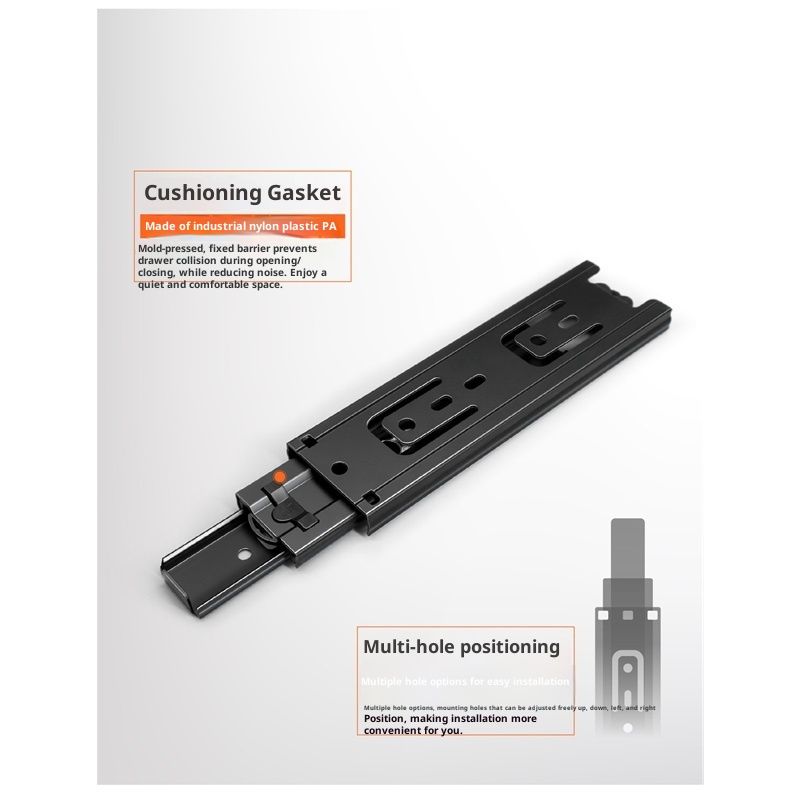 2 Pairs 8+6 Inch Full Extension Less Noise Drawer Slides all Bearing Side Mounted Drawer Slider Heavy Duty Drawer Slides, Black - Image 4