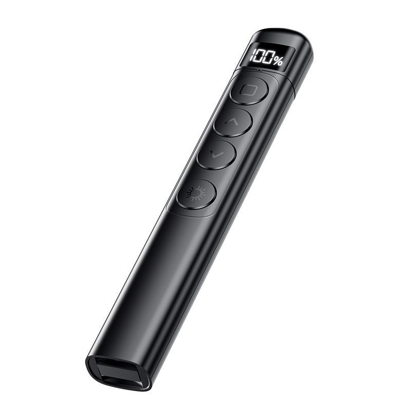 Wireless Presentation Clicker with Pointer Stick,Rechargeable Presenter Remote Light Pointer with Screen Stylus Pen and Digital Display - Image 1