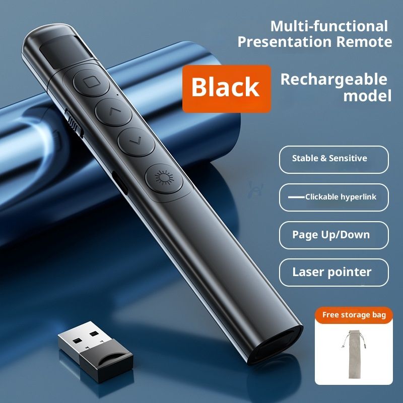 Wireless Presentation Clicker with Pointer Stick,Rechargeable Presenter Remote Light Pointer with Screen Stylus Pen and Digital Display - Image 2