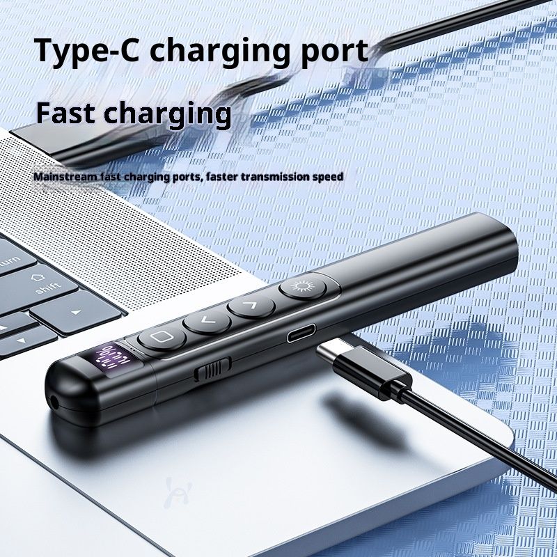 Wireless Presentation Clicker with Pointer Stick,Rechargeable Presenter Remote Light Pointer with Screen Stylus Pen and Digital Display - Image 3