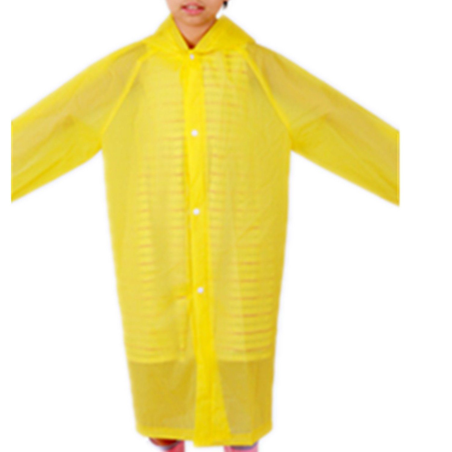Kids Raincoat  Girl Boy Waterproof Hood rain Jacket Outdoor Age 4-14 YellowRain Poncho, Lightweight Emergency Padded Poncho for Outdoor Activities, Camping, Windy and Stormy Weather - Image 2