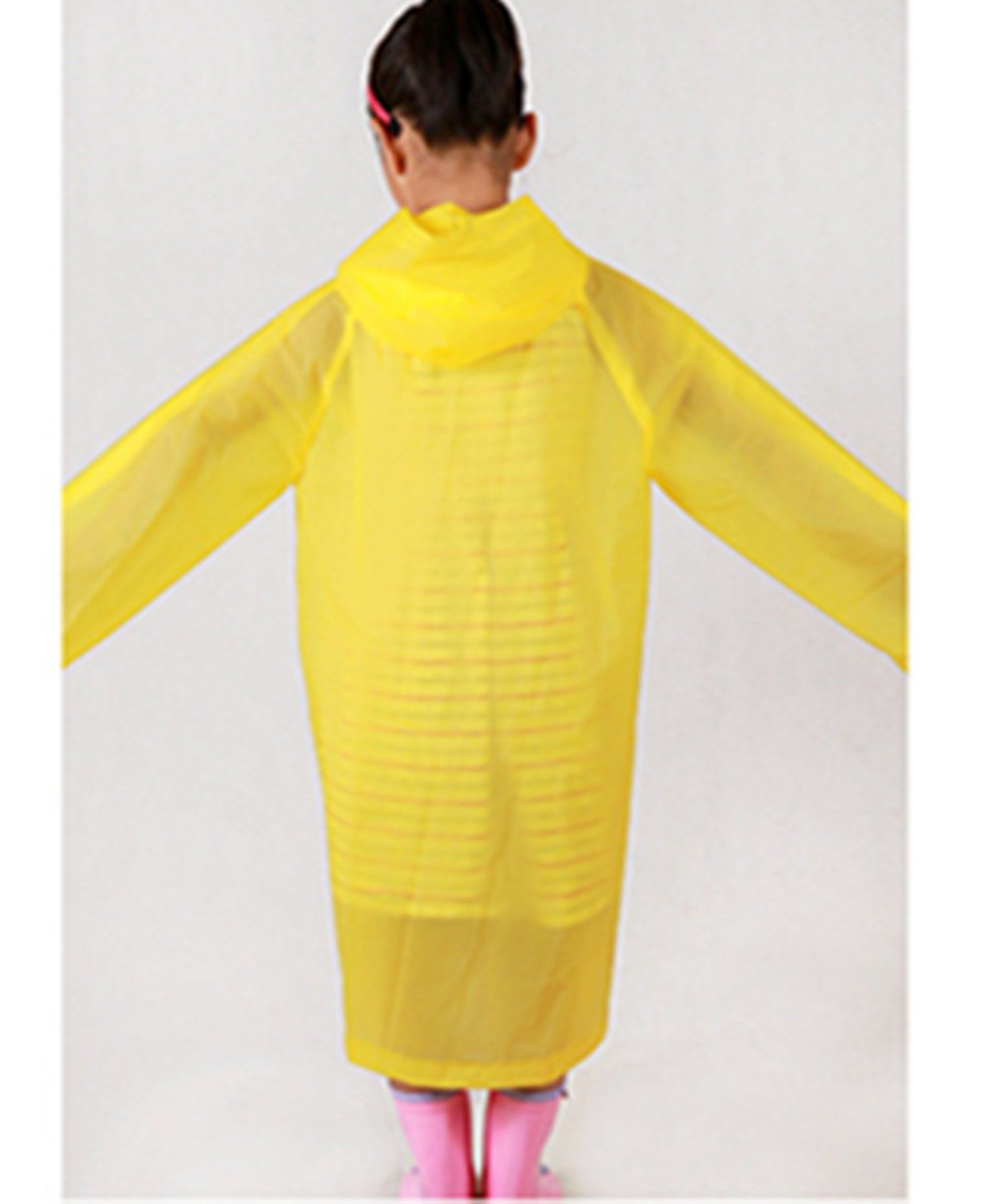 Kids Raincoat  Girl Boy Waterproof Hood rain Jacket Outdoor Age 4-14 YellowRain Poncho, Lightweight Emergency Padded Poncho for Outdoor Activities, Camping, Windy and Stormy Weather - Image 3