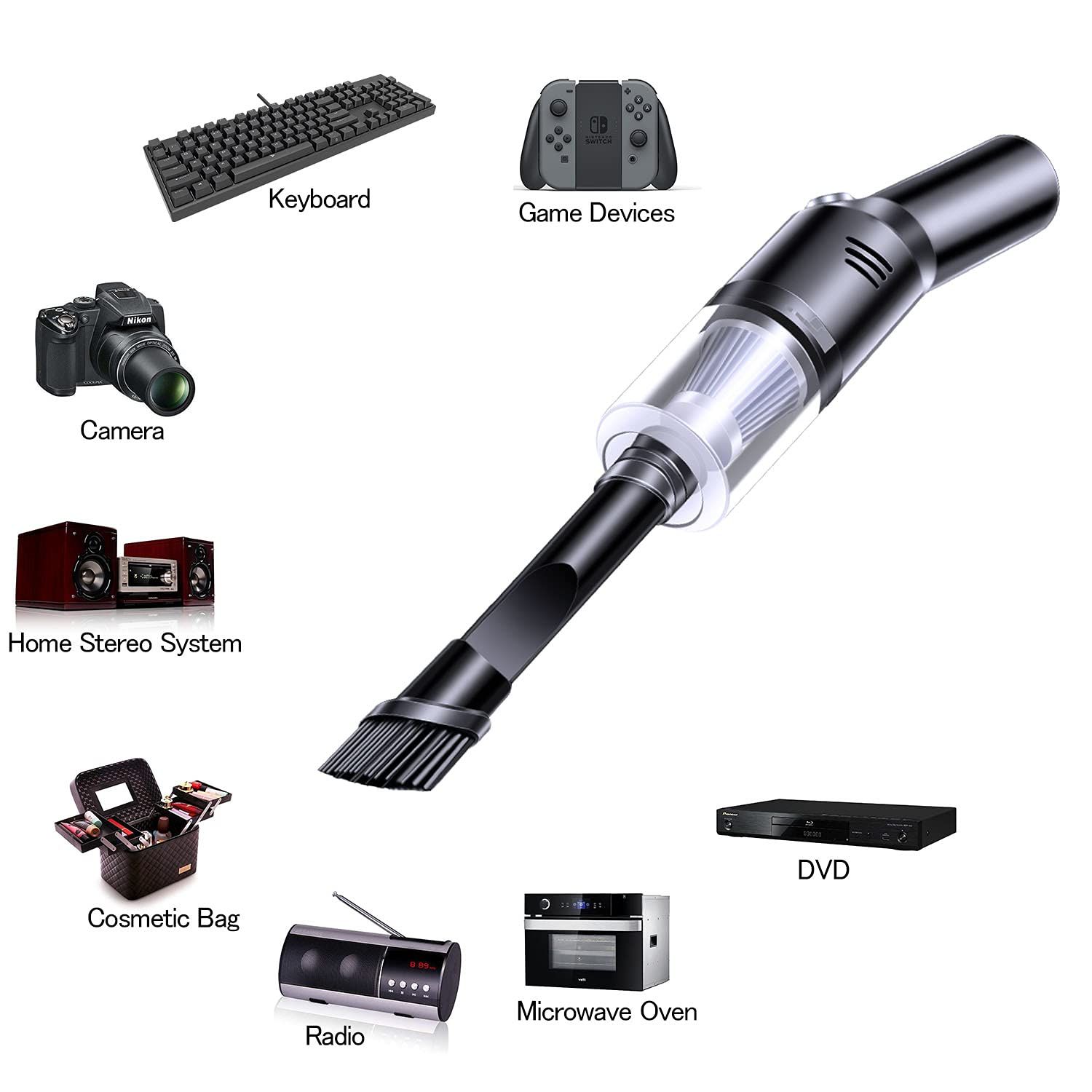 Wireless Mini Car Vacuum Cleaner(400g) Portable Rechargeable,Handheld Vacuums, Mini but Mighty Dust Busters Cordless Rechargeable,Hand Held Vac for Car/Desk /black - Image 4