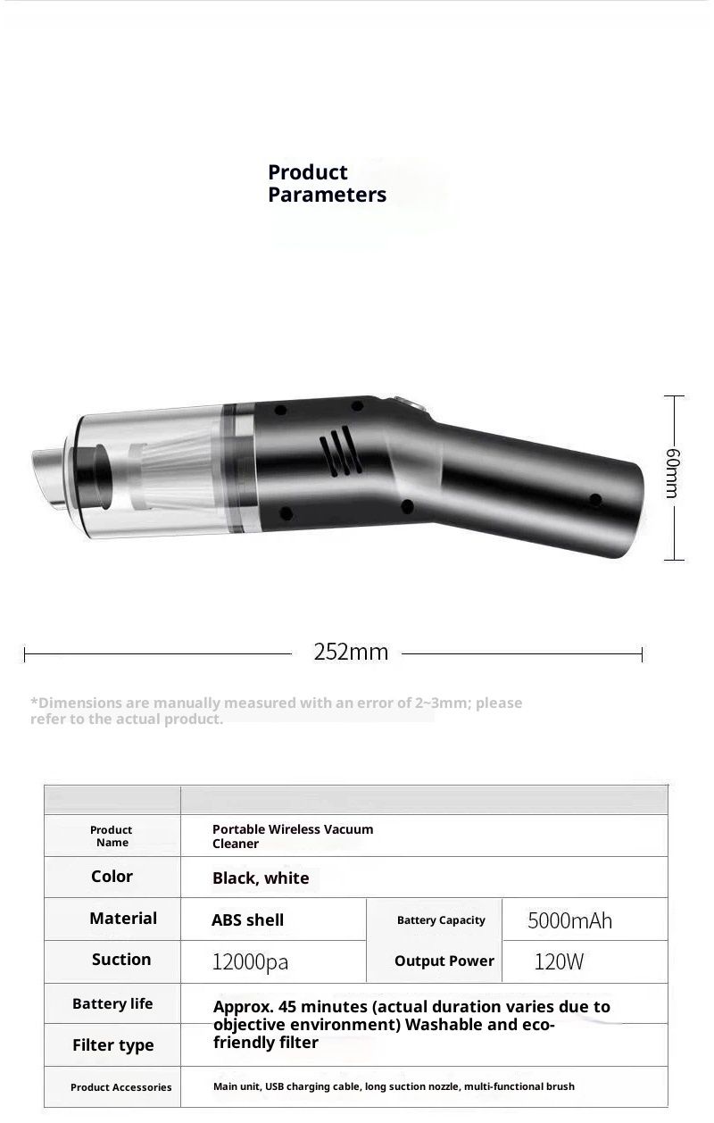 Wireless Mini Car Vacuum Cleaner(400g) Portable Rechargeable,Handheld Vacuums, Mini but Mighty Dust Busters Cordless Rechargeable,Hand Held Vac for Car/Desk /black - Image 5