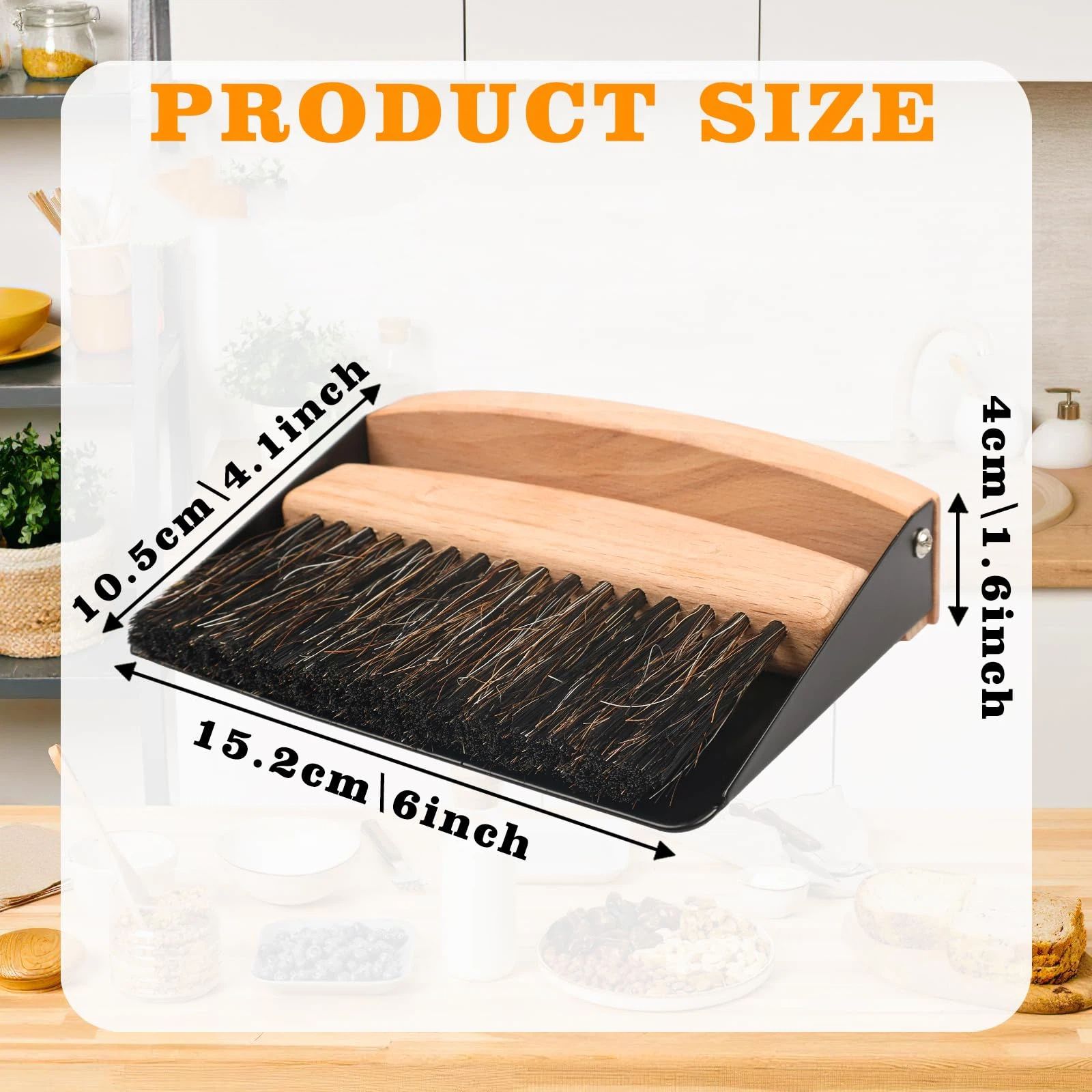 Small Dust Pan and Brush Set, Mini Hand Broom and Dustpan Set, Wooden Crumb Sweeper for Home Desktop, Sofa, Pet Care Household (Black)2pcs - Image 5