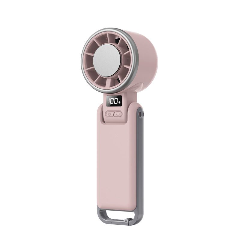 Portable Handheld Turbo Fan with Ice Cooling, 5 Speed Battery Rechargeable Foldable 2in 1 Mini Fan,Desk Fan, Quiet Personal Fans for Outdoor, Travel, Camping, Hiking, Working pink （16.8*5.3*4.7cm) - Image 1