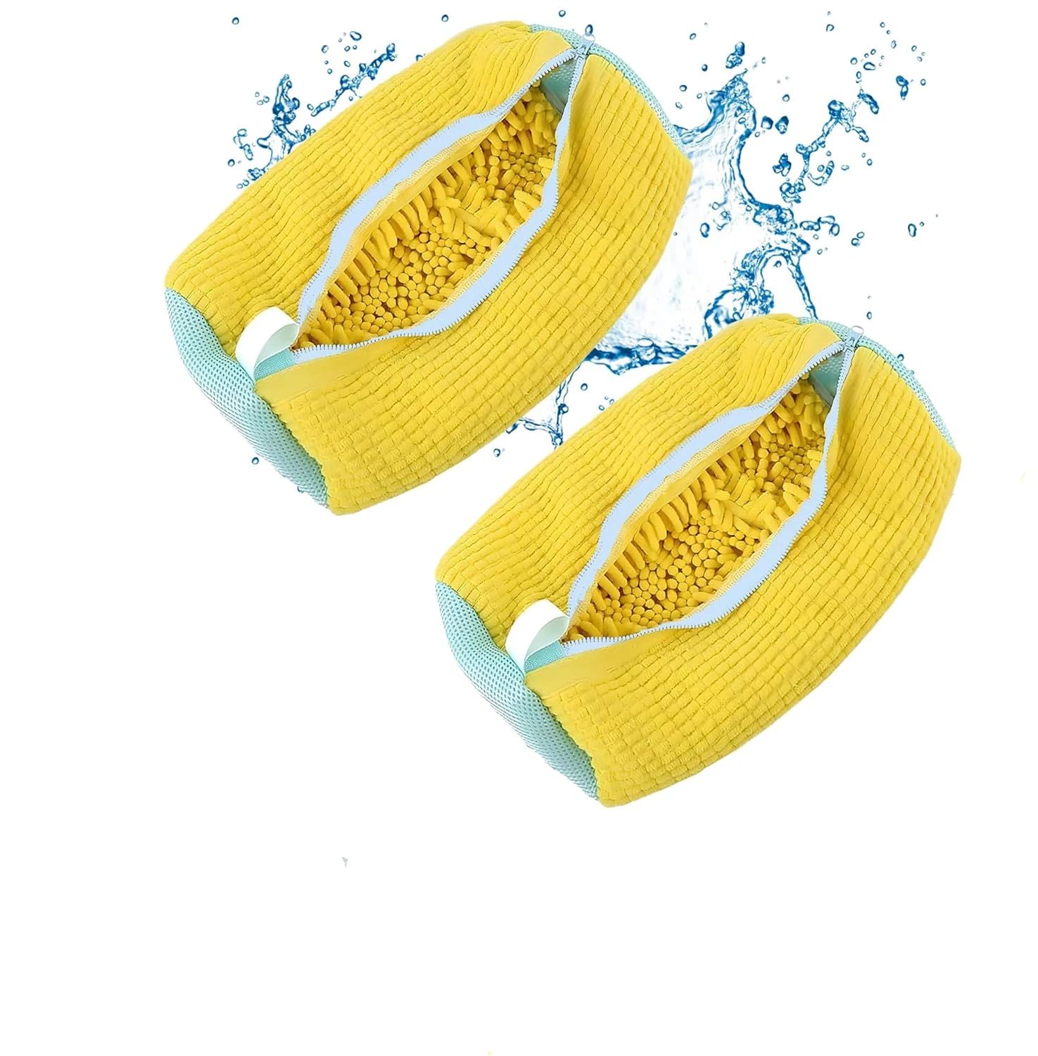 2 Pack Shoe Washing Machine Bag Shoe Washing Bag Shoe Mesh Laundry Bags Shoe Bags for Travel Reusable Shoe Cleaning Bag for All Shoe Sizes (Yellow) - Image 1