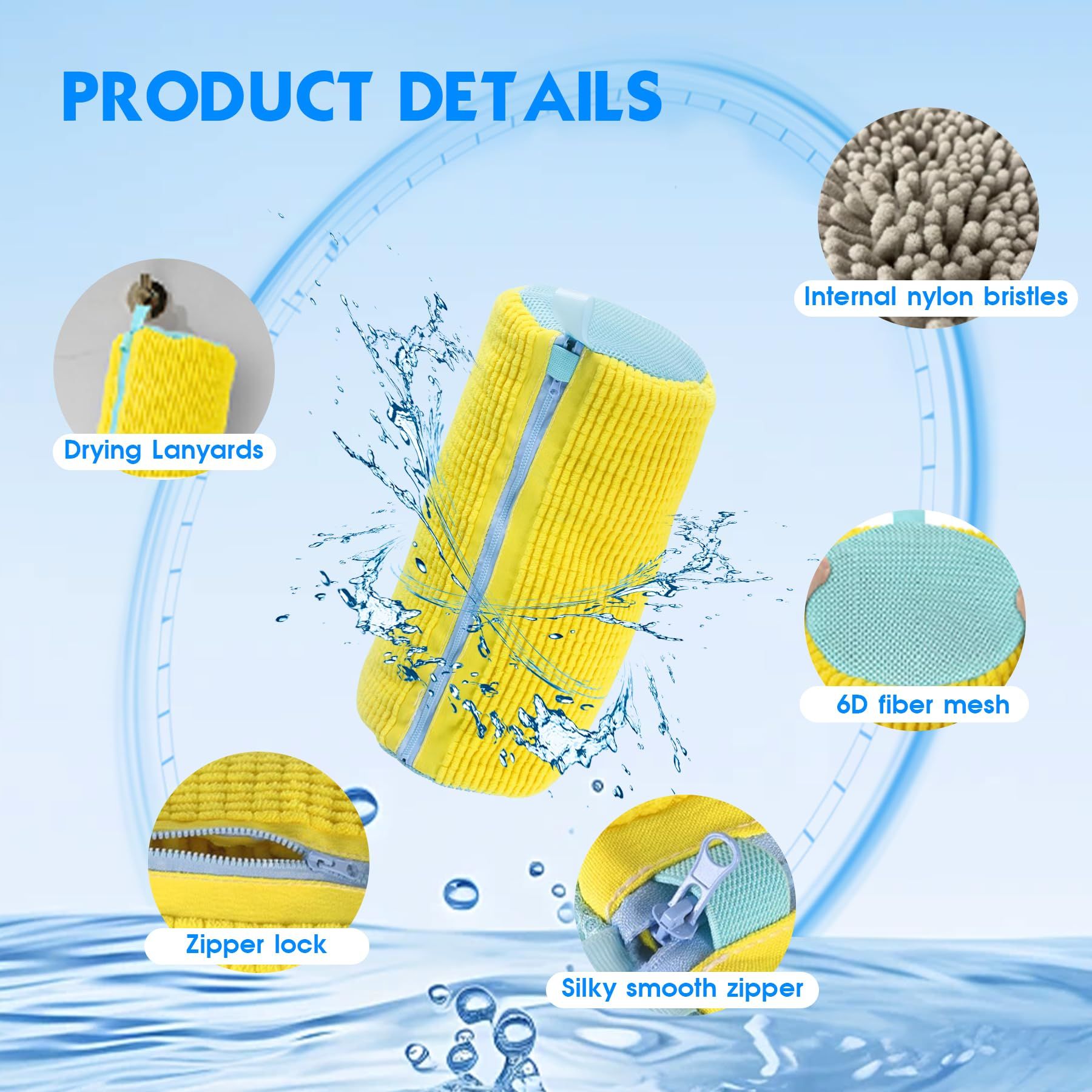 2 Pack Shoe Washing Machine Bag Shoe Washing Bag Shoe Mesh Laundry Bags Shoe Bags for Travel Reusable Shoe Cleaning Bag for All Shoe Sizes (Yellow) - Image 2