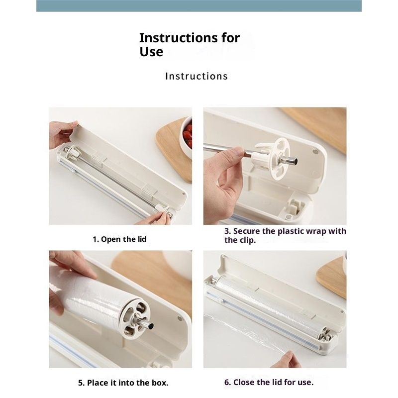 Refillable Plastic Wrap Dispenser with Slide Cutter,cling wrap with slide cutter foTin Aluminum Foil Dispenser - Image 4