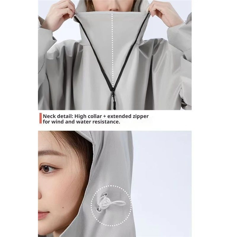 Hooded Rain Poncho for Adult with Pocket and Zipper, Waterproof Lightweight Raincoat for Men and Women（XL（170-180）） - Image 4