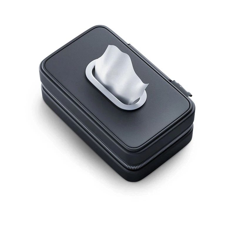Car Tissue Holder, PU Leather Tissue Napkin Box,Car Armrest Box Tissue Bag,Backseat Napkin Rectangle Organizer(Black) - Image 1