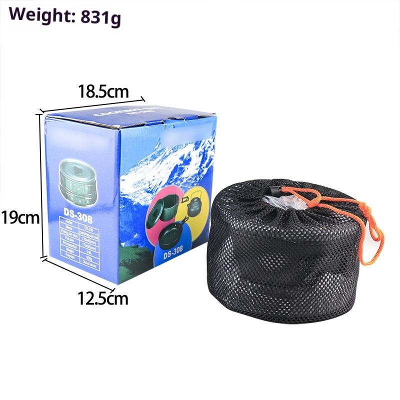 Camp Cookware 2-3 People Set, Pan Pot Teapot Lightweight Outdoor Portable Camping Cooker Set for Trekking Hiking BBQ Picnic Campfire - Image 4
