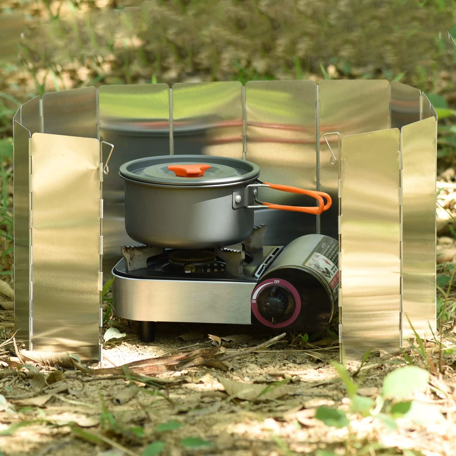 Camping Stove Windscreen 16 Plates Folding Outdoor Stove Windshield Camp Stove Wind Screen Aluminium Alloy Windshield for Butane Burner Grill Wind Blocker Shield - Image 3