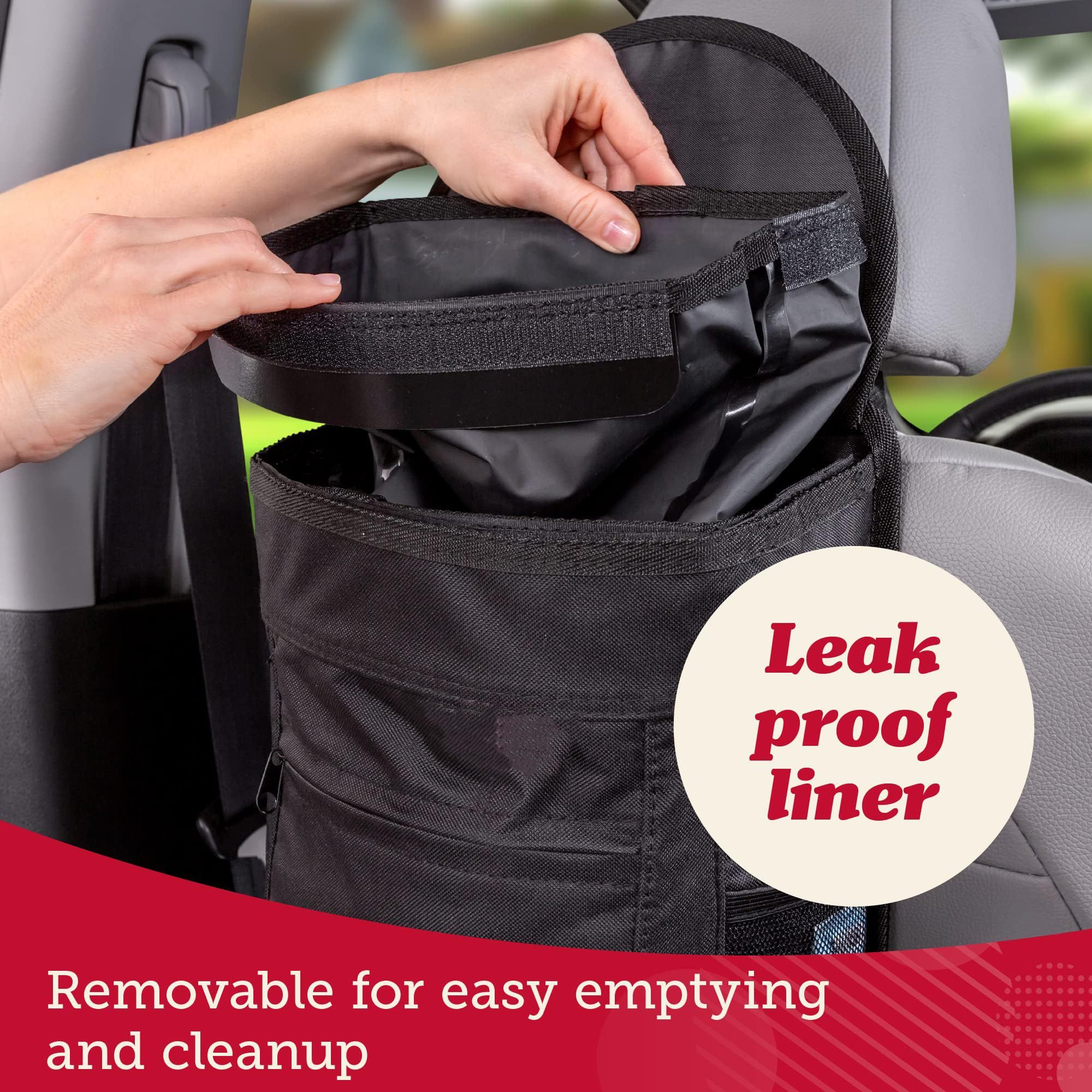 Spill-Proof Car Trash Can -  Round - Removable Leak-Proof Liner & Flip-Top Lid - Hanging Trash Can & Trunk Organizer for - Travel & Camping 25*15*34cm ,black - Image 3