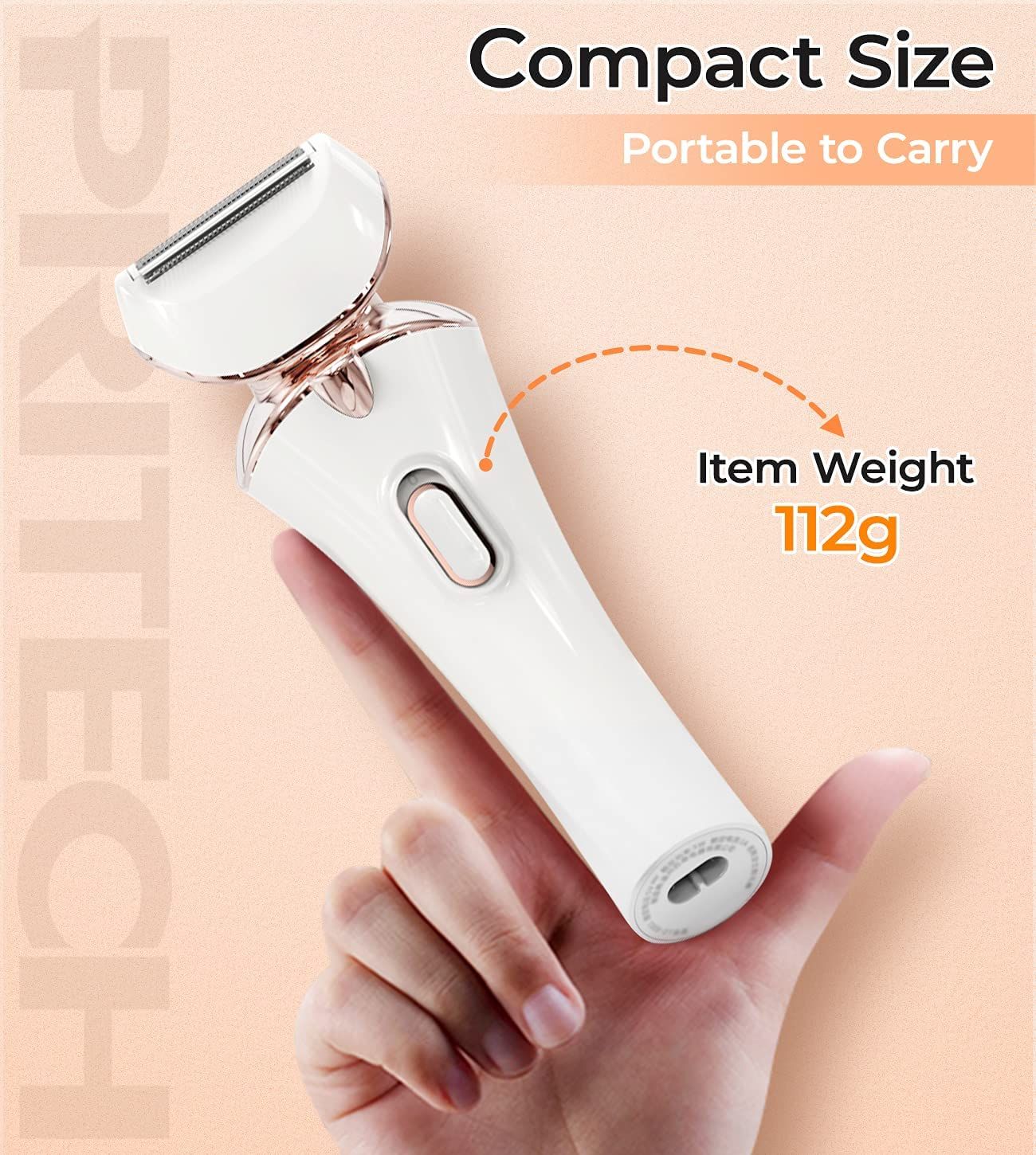 Electric Razor for Women Rechargeable Wet Dry Electric Shaver for Women, Waterproof Lady Shaver for Legs Arm Underarm Bikini Public Body Razor with One Extra Foil Blade， Gold，16.5*5.5*4.4cm - Image 2