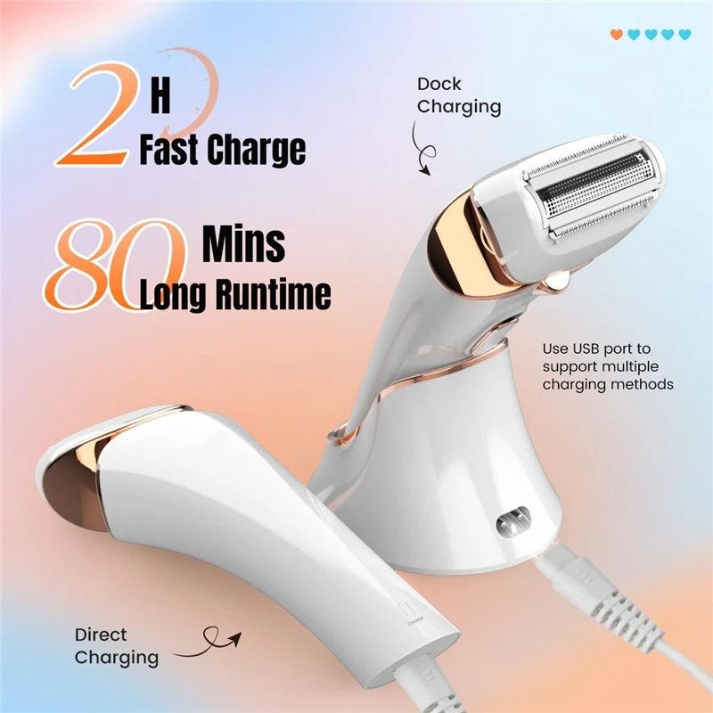 Electric Razor for Women Rechargeable Wet Dry Electric Shaver for Women, Waterproof Lady Shaver for Legs Arm Underarm Bikini Public Body Razor with One Extra Foil Blade， Gold，16.5*5.5*4.4cm - Image 4