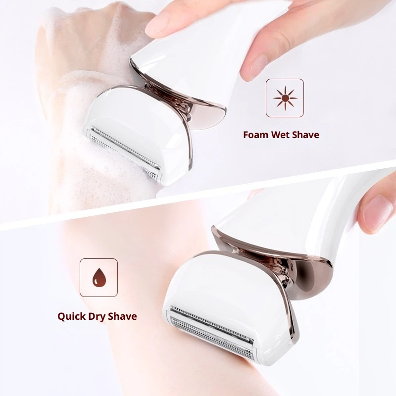 Electric Razor for Women Rechargeable Wet Dry Electric Shaver for Women, Waterproof Lady Shaver for Legs Arm Underarm Bikini Public Body Razor with One Extra Foil Blade， Gold，16.5*5.5*4.4cm - Image 5