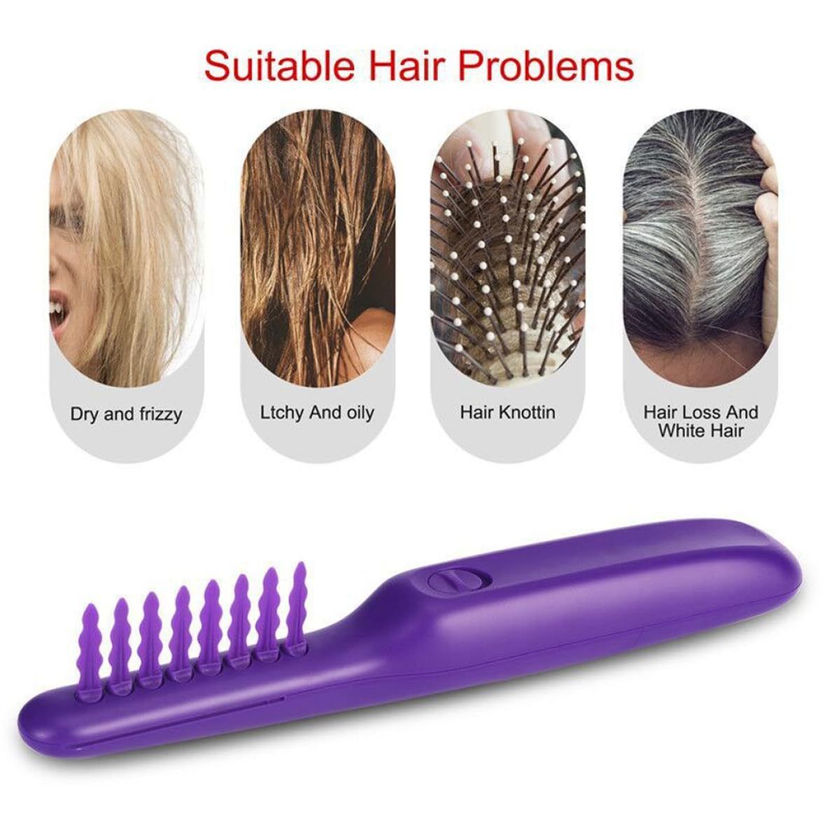 Electric Massage Comb with Detangling Brush - Dual Use Wet/Dry Negative Ion for Long Hair, with Brush Cover ，purple 27*6*4cm ，Need to bring your own battery - Image 2