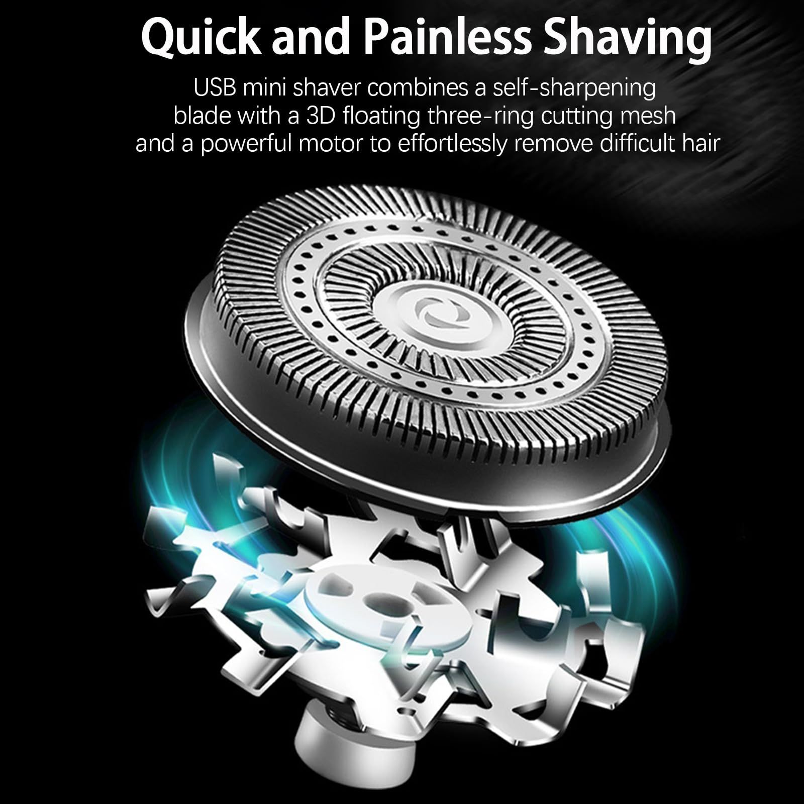 Electric Mini Razor Pockets Shaver for Men,Floating Big Shave Head Quick Shave, Waterproof Mini Portable Shaver, Charge  Power Display Mini Trimmer, Great for Travel,Car,Home Use (Gray) - Image 4