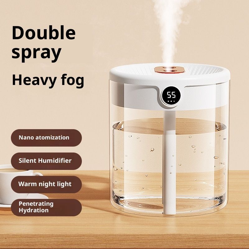 2L Smart Humidifiers for Bedroom, Rechargeable Top Fill Humidifier with Night Light, Cool Mist Humidifier for Office Home Plant and Baby, Quiet, (Beige) - Image 1