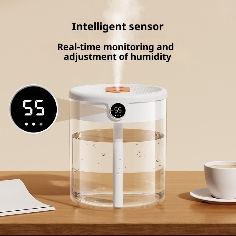2L Smart Humidifiers for Bedroom, Rechargeable Top Fill Humidifier with Night Light, Cool Mist Humidifier for Office Home Plant and Baby, Quiet, (Beige) - Image 2