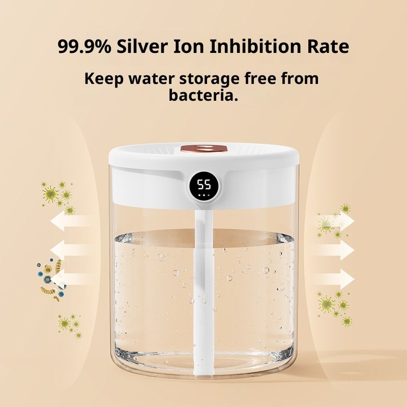 2L Smart Humidifiers for Bedroom, Rechargeable Top Fill Humidifier with Night Light, Cool Mist Humidifier for Office Home Plant and Baby, Quiet, (Beige) - Image 4