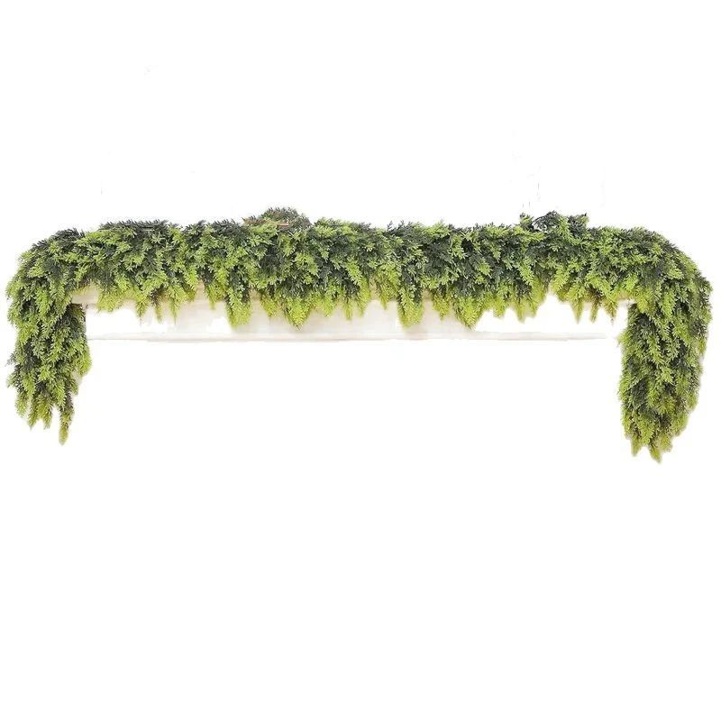 Christmas Cedar Garland Artificial Real Touch Thickness Realistic Greenery Pine Garland for Mantle Fireplace Outdoor Indoor Christmas Decorations1.8m - Image 1