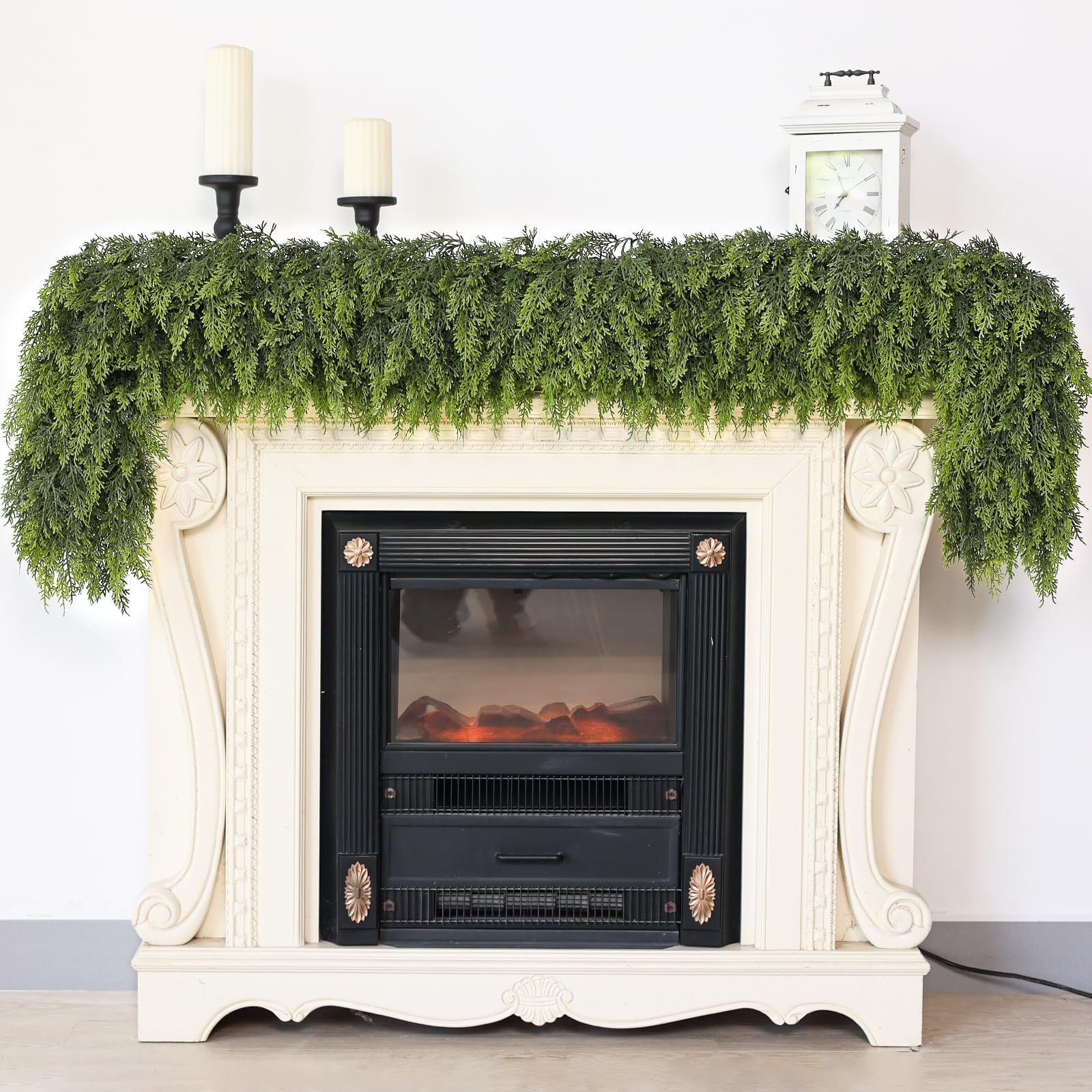 Christmas Cedar Garland Artificial Real Touch Thickness Realistic Greenery Pine Garland for Mantle Fireplace Outdoor Indoor Christmas Decorations1.8m - Image 3