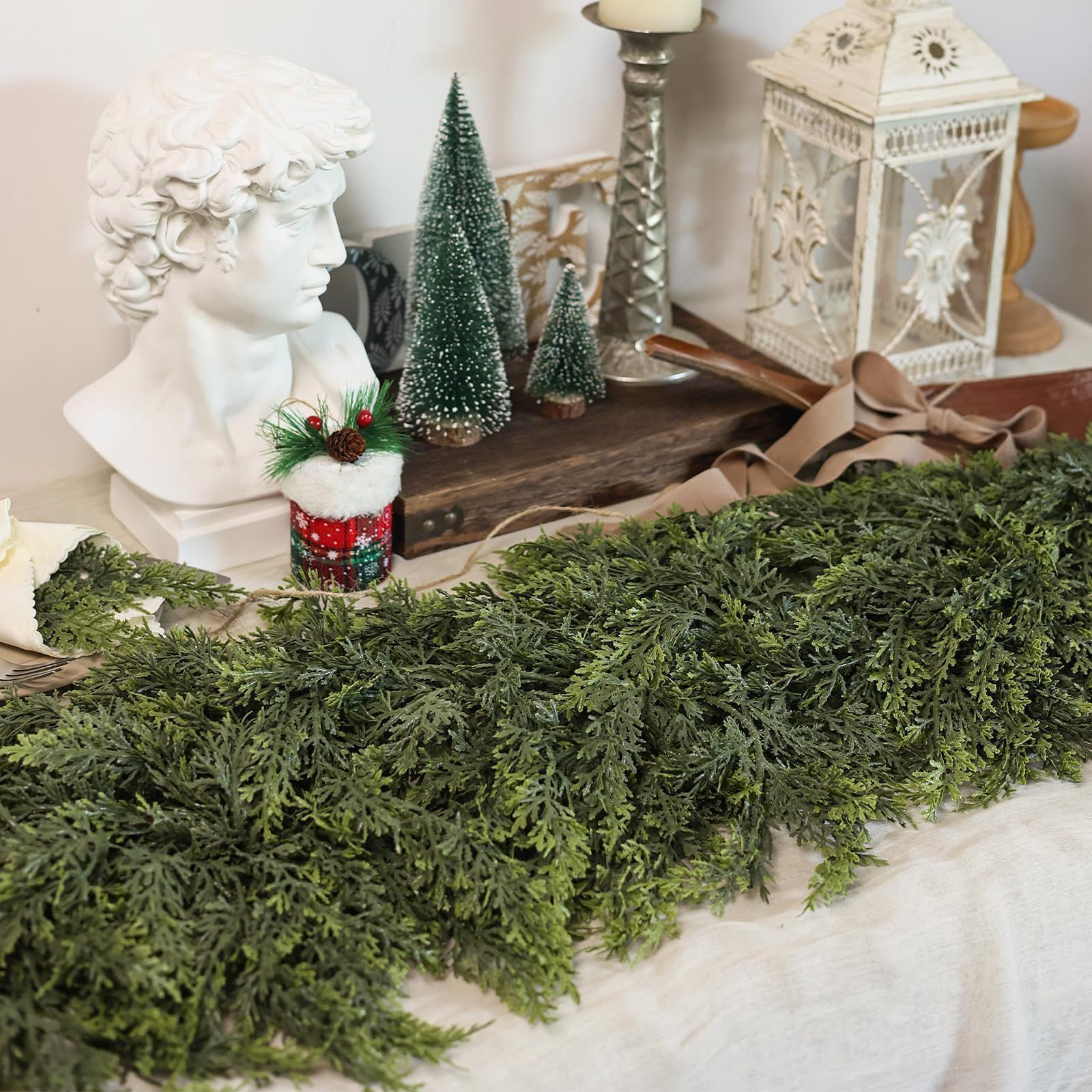 Christmas Cedar Garland Artificial Real Touch Thickness Realistic Greenery Pine Garland for Mantle Fireplace Outdoor Indoor Christmas Decorations1.8m - Image 4
