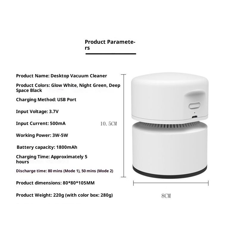 Desktop Vacuum Cleaner,Mini Table dust Sweeper Energy Saving with auto Power-Off Function,Cordless&360º Rotatable Design for Keyboard/Home/Office (White) - Image 5