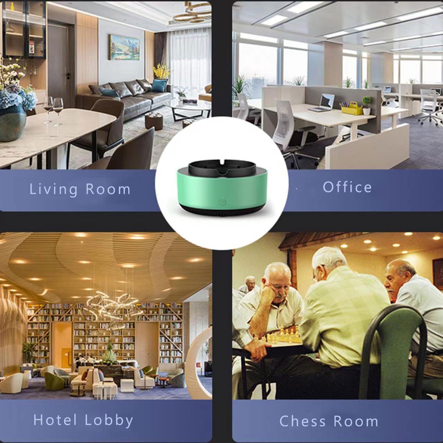 2 in 1 Multifunctional indoor smokeless ashtray, 360 °surround suction intelligent air purifier ashtray, indoor household car intelligent ashtray (Green）2pcs - Image 4