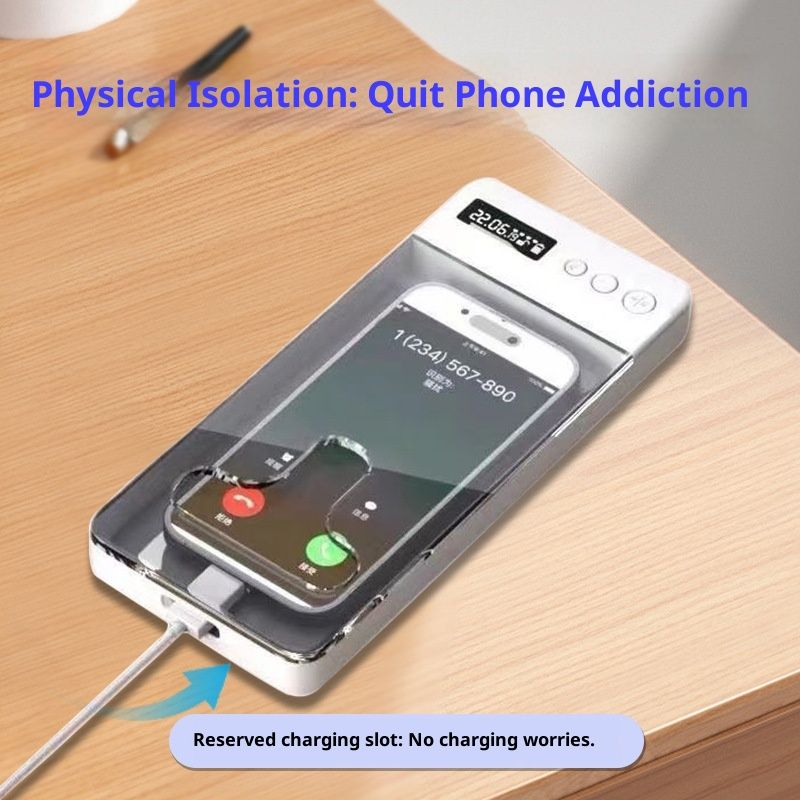 Timed Phone Lock Box for iPhone & Android - Self-Control Timer to Help Kids & Students Focus Back - Translucent - Image 2