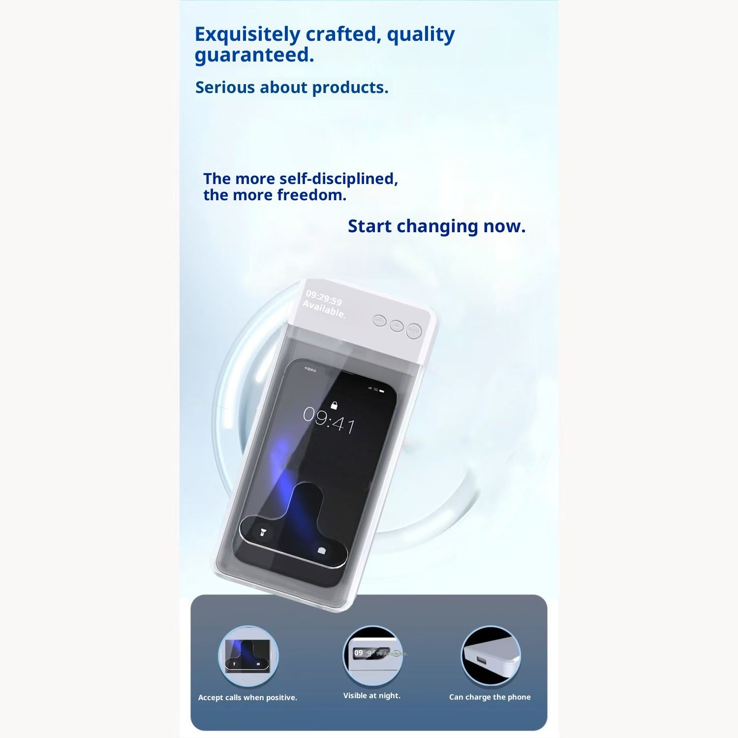 Timed Phone Lock Box for iPhone & Android - Self-Control Timer to Help Kids & Students Focus Back - Translucent - Image 3