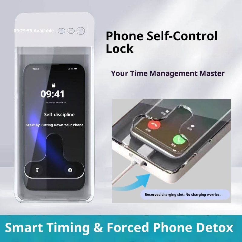 Timed Phone Lock Box for iPhone & Android - Self-Control Timer to Help Kids & Students Focus Back - Translucent - Image 4
