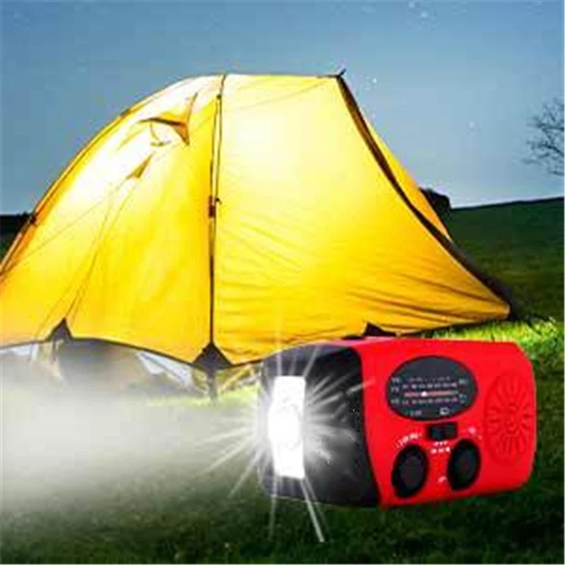 Solar Hand Crank Emergency Weather Radio,Portable Radio with 3  Flashlight 2000mAh Power Bank Cellphone Charger（red,12.9*6*5cm) - Image 4