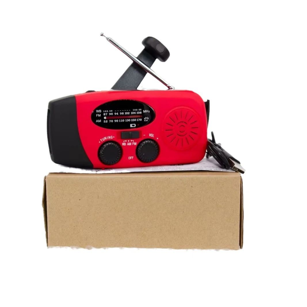 Solar Hand Crank Emergency Weather Radio,Portable Radio with 3  Flashlight 2000mAh Power Bank Cellphone Charger（red,12.9*6*5cm) - Image 5